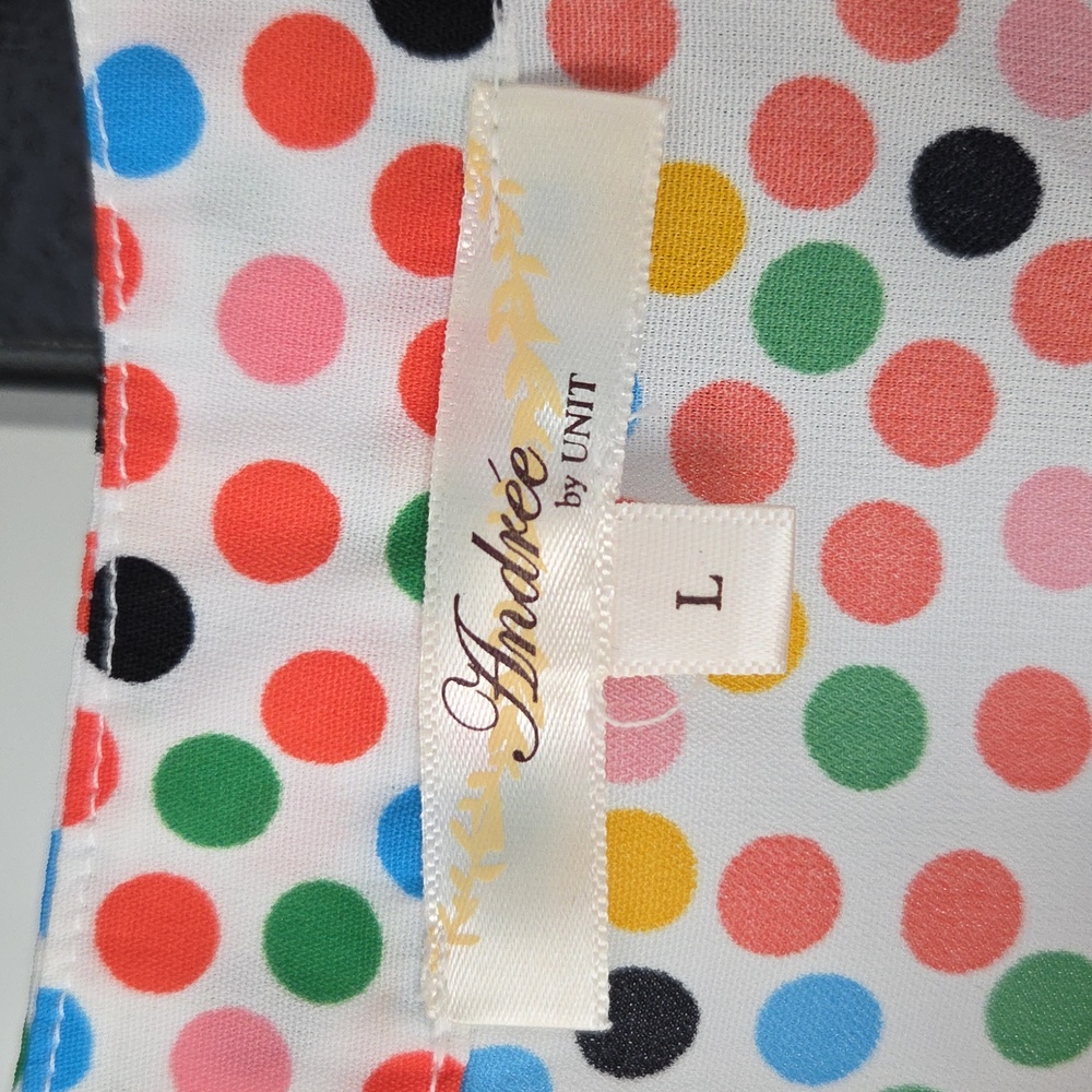 ANDREE BY UNIT Multicolor Polka Dot Top Size L - Picture 5 of 7